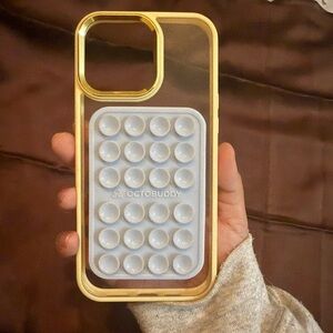 Yellow/clear iPhone 16 pro max case with baby blue octobuddy